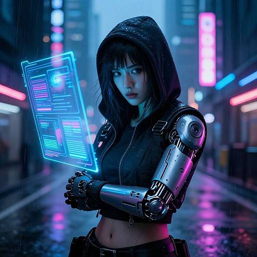 Cyberpunk Hacker Anaya in Neon City