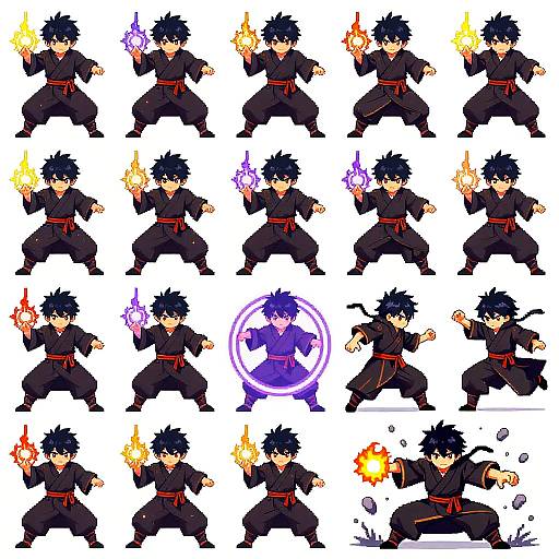 Anime Mage Hero Sprite Sheet