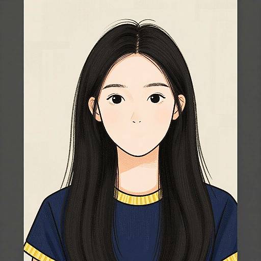 Stylized Line-Art Portrait of Woman