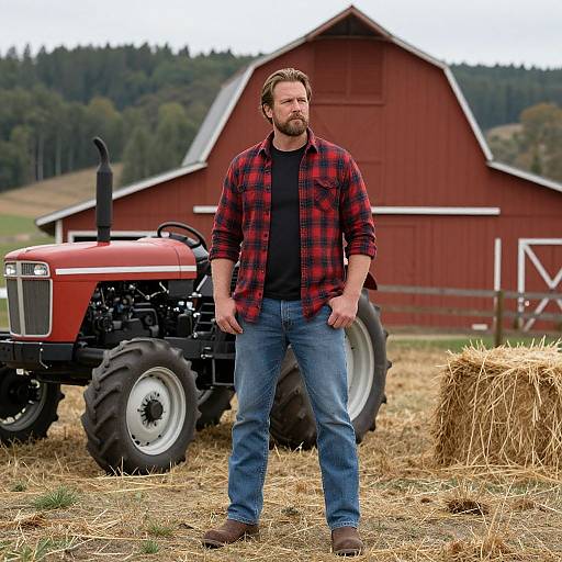 Confident Man in Rustic Country Setting