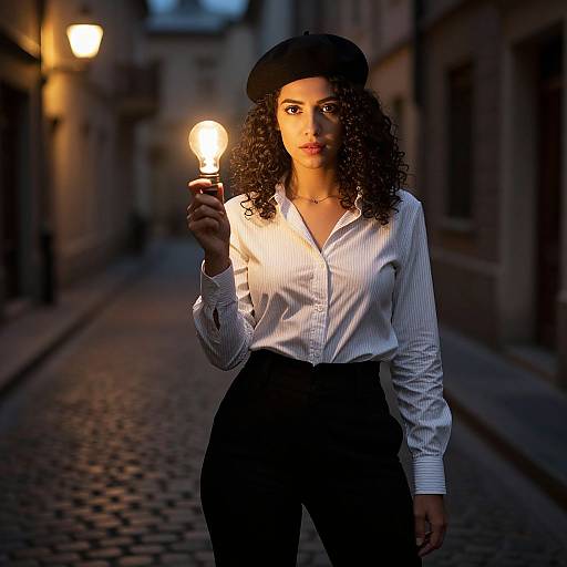 Mysterious Woman in Dimly Lit Alley