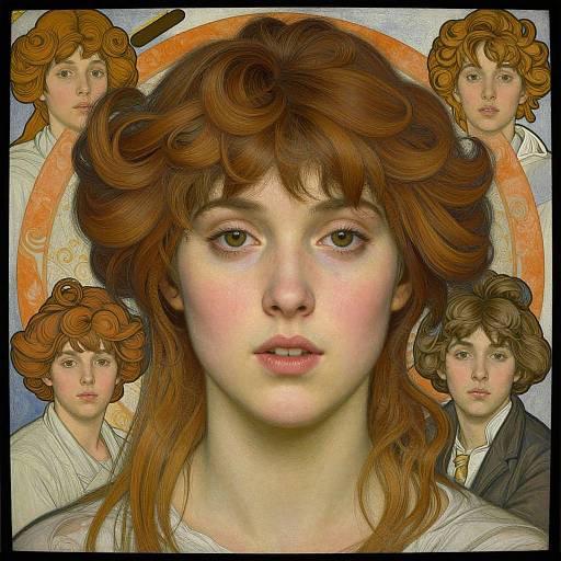 Realistic Woman Portrait Art Nouveau