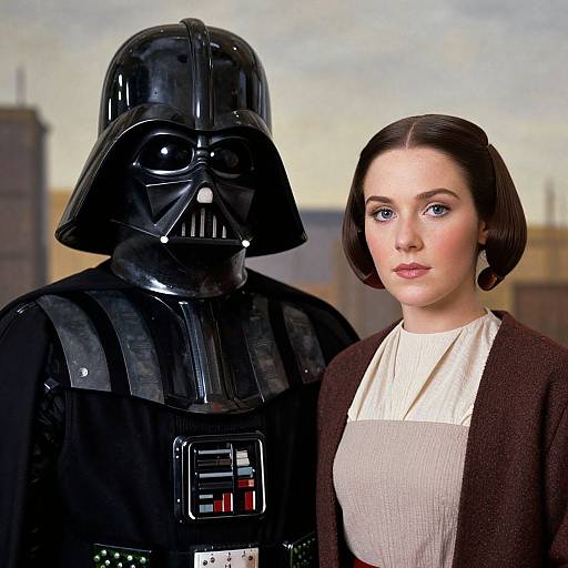 Darth Vader and Leia as American Gothic