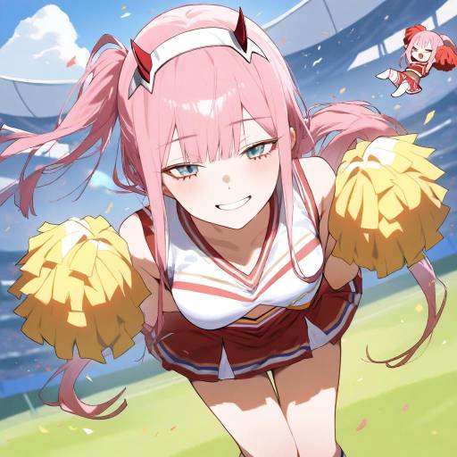 Cheerleader Zero Two in Action