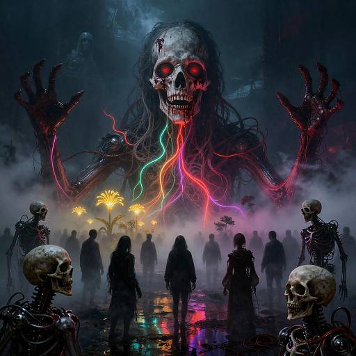 Neon Skeleton Terror with Glowing Veins