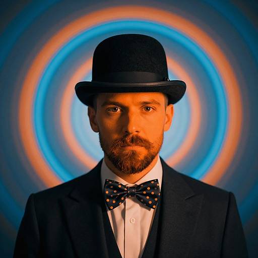 Stylish Man in Vibrant Circular Background