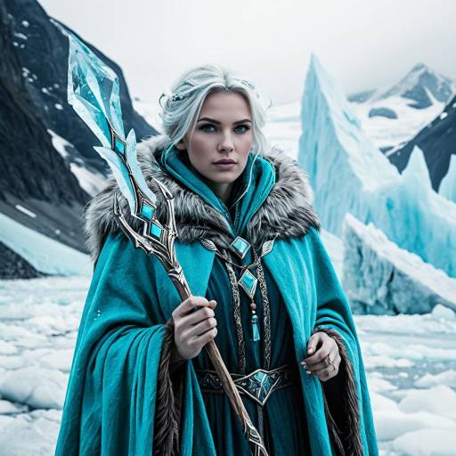 Ancient Ice Mage Woman in Turquoise Cloak Ancient Ice Mage Woman in Turquoise Cloak