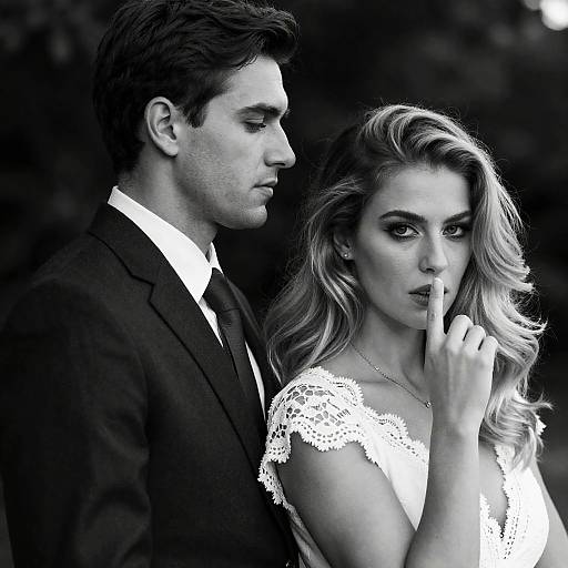 Dramatic Black and White Portrait of Couple