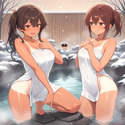 Dynamic Onsen Scene with Cowboy Aesthetic