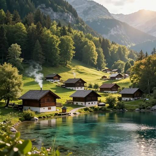 Serene Mountain Village Concept Art