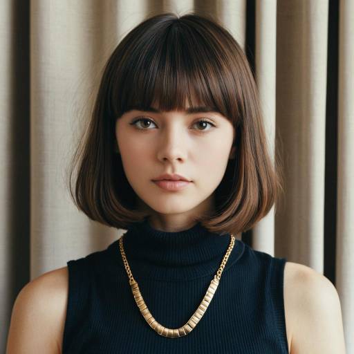 Young Woman with Brown Hair and Gold Necklace