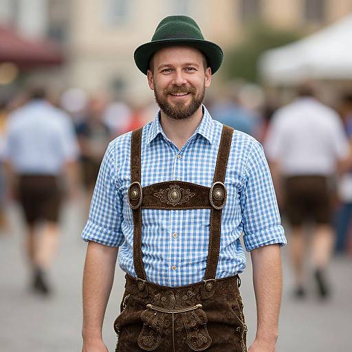 Oktoberfest Man in Plaid Costume