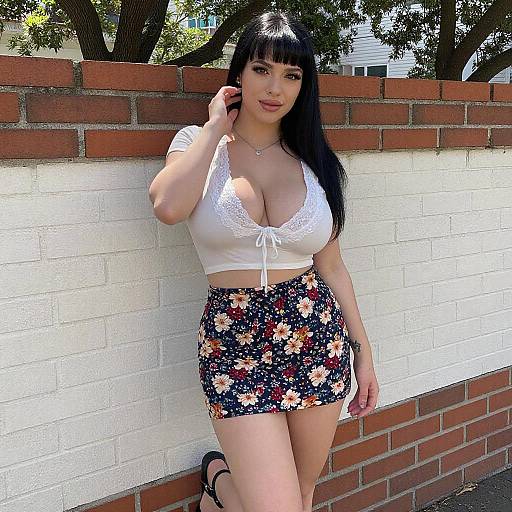 Young Woman in Floral Summer Outfit