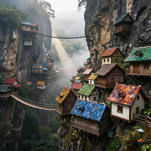 Fairy Tale Village Amidst Cliffs