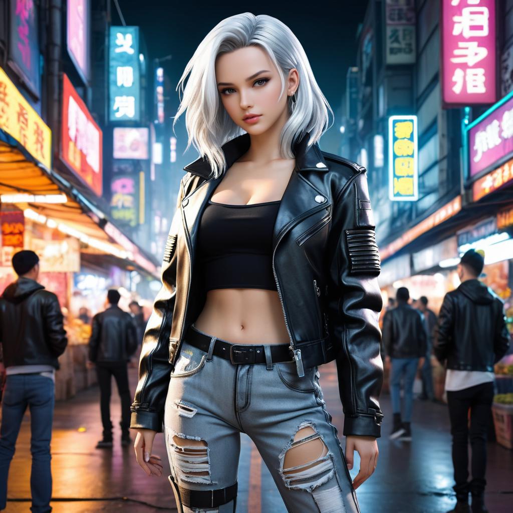 Cyberpunk Android 18 in Retro Style