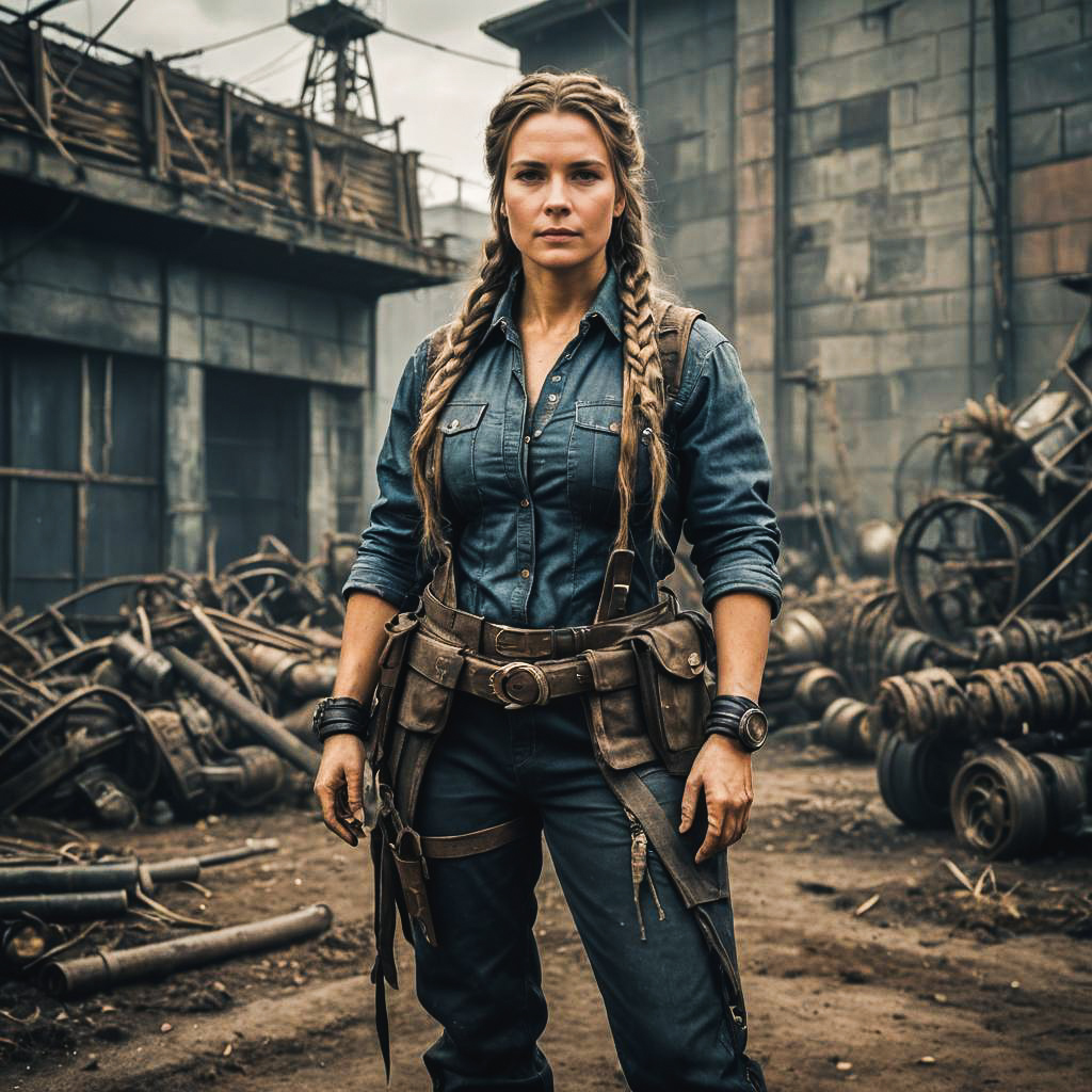 Fierce Woman in Apocalyptic Urban Setting