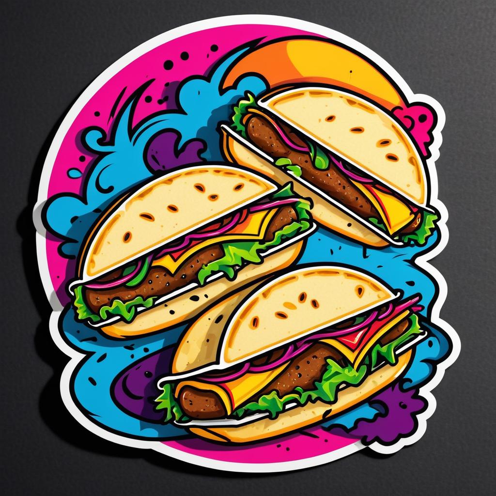 Vibrant Graffiti Tacos Sticker Design