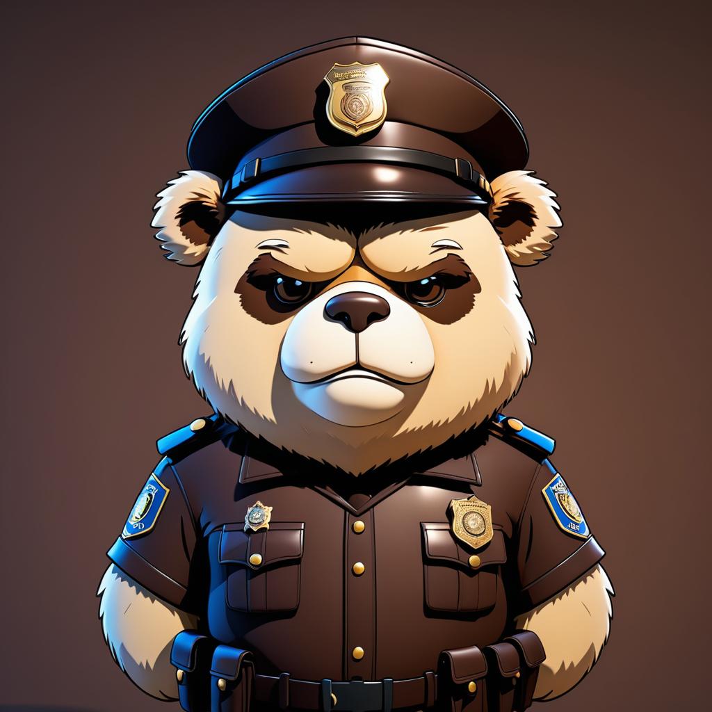 Grumpy Bear in Policier Cartoon Design