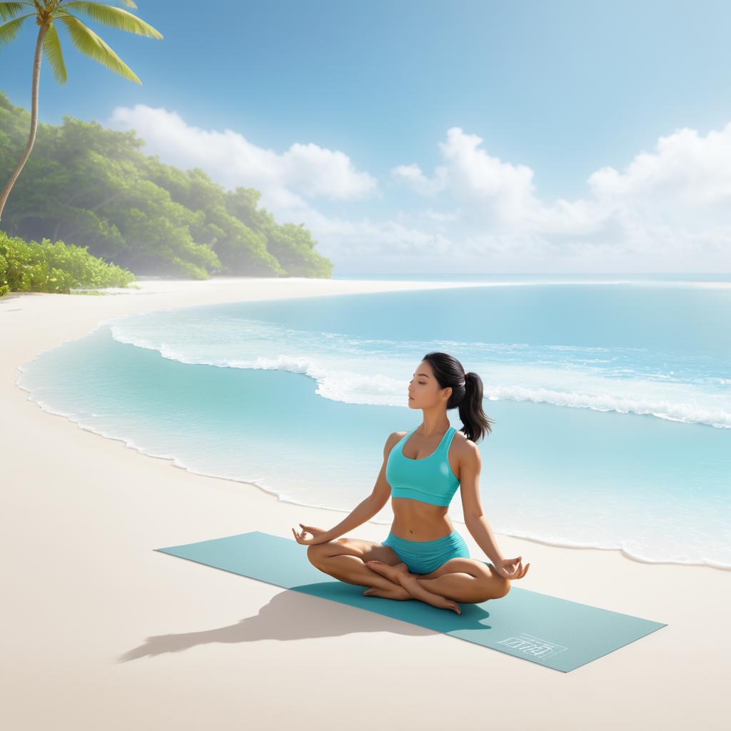 Serene Beach Yoga Pose Illustration