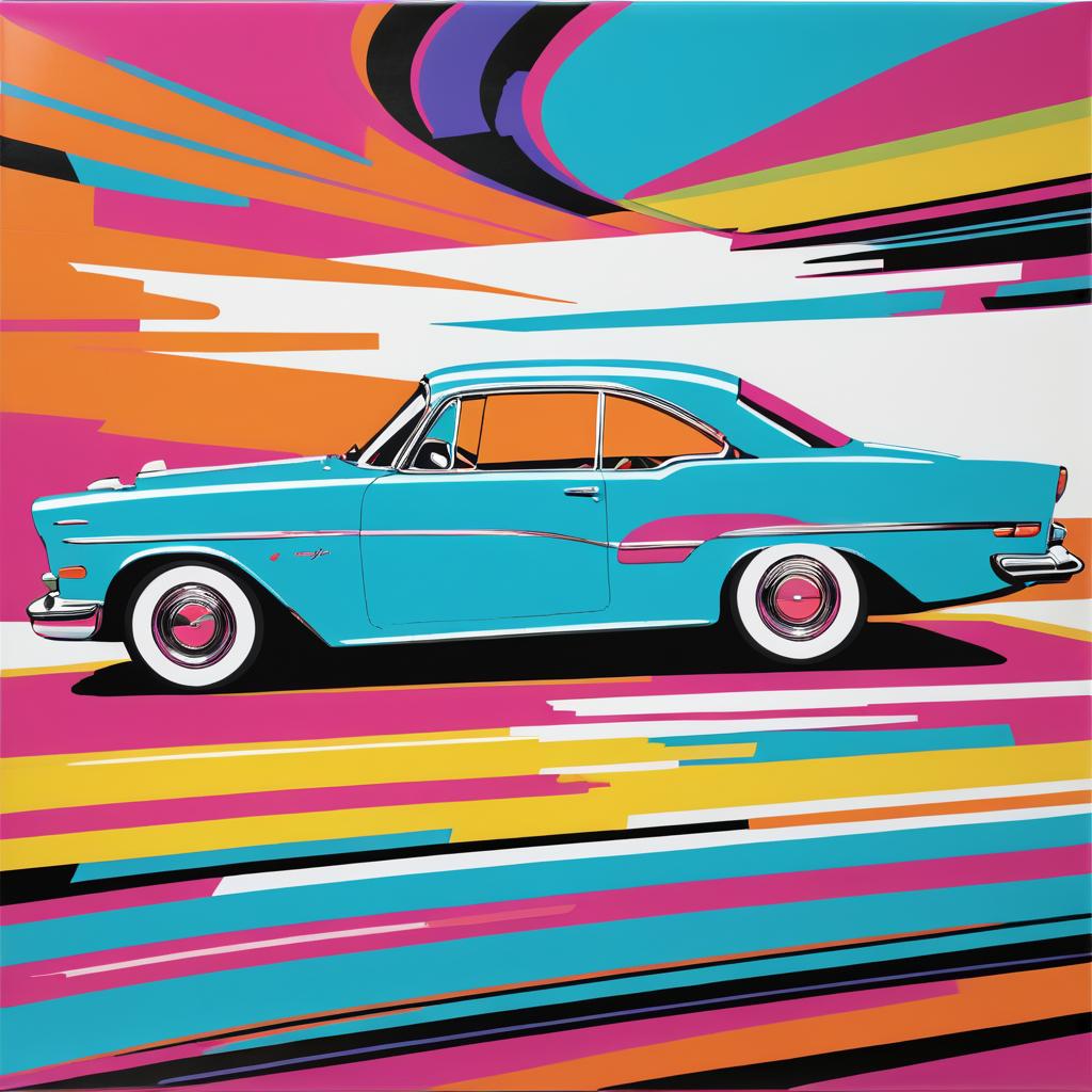 Vibrant Warhol-Style Classic Car Artwork