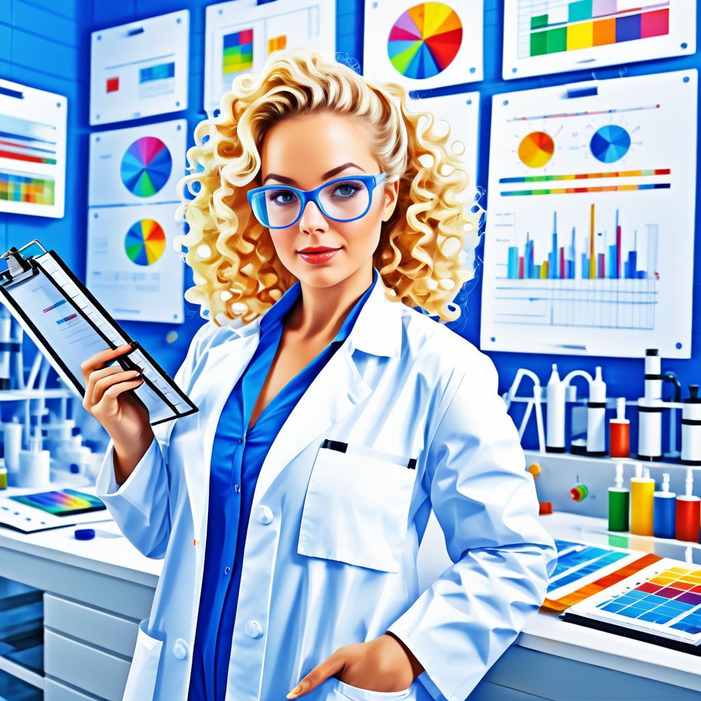 Vibrant Oil Painting of a Female Scientist