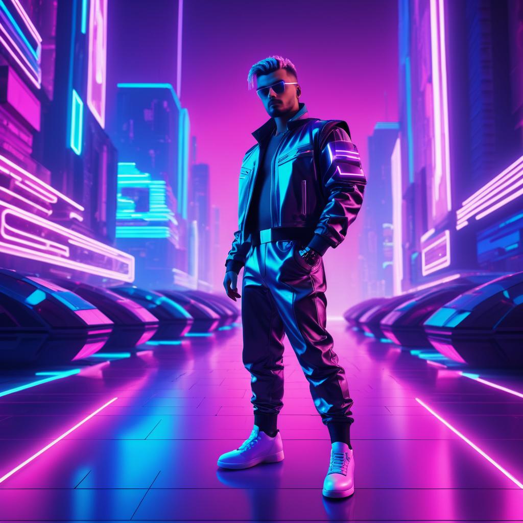 Rebel in Retro Futuristic Neon Paradise