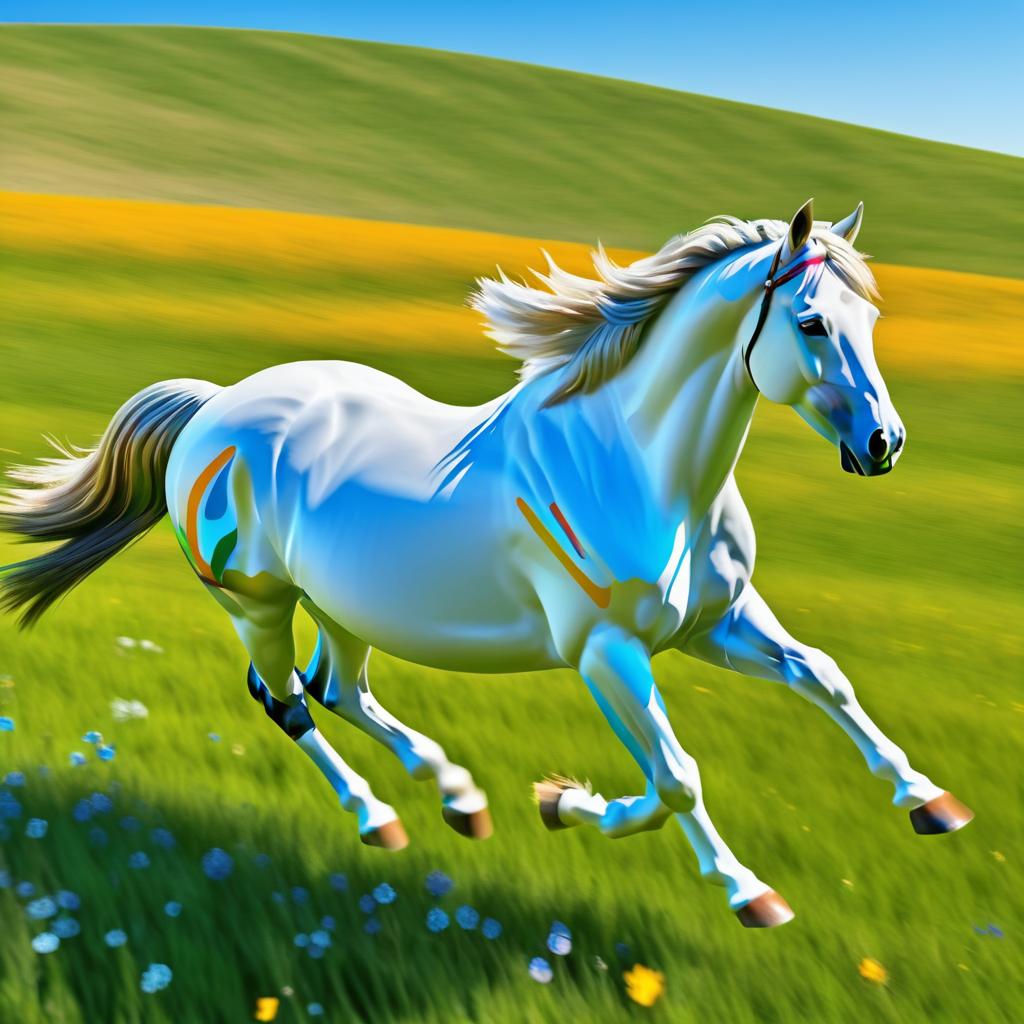 Majestic Horse in Vibrant Wildflower Field