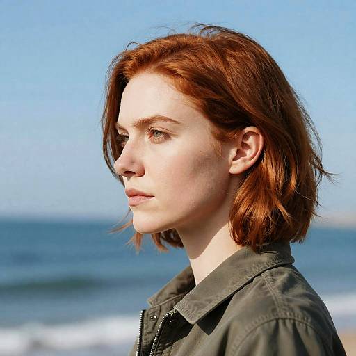 Serious Woman in Green Jacket Profile