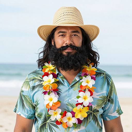 Hawaiian Dad with Flowered Beard