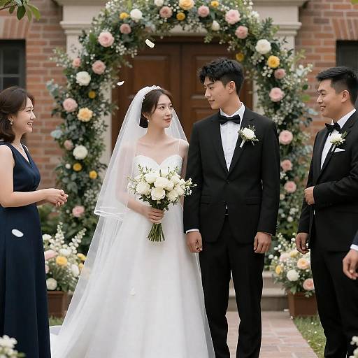 Romantic Wedding Moments by Wooden Door