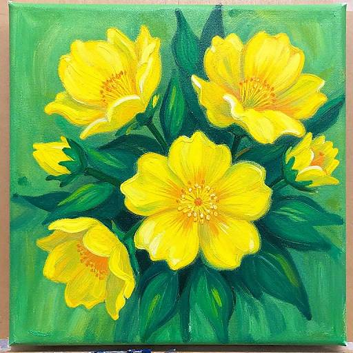 Vivid Acrylic Flower Painting