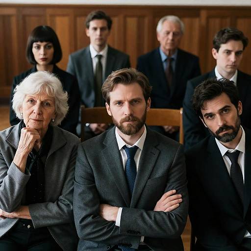Group Portrait in Wooden-paneled Room