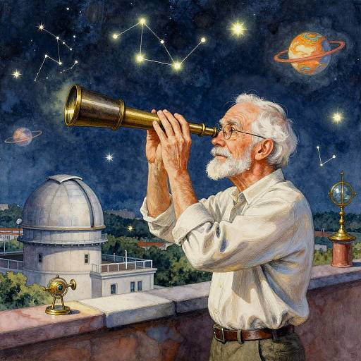 Elderly Astronomer Beneath the Milky Way
