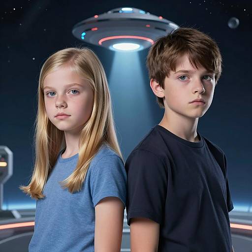 Serious Space Adventure: Two Children Encountering UFO