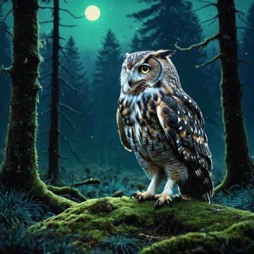 Wise Owl in Misty Forest Twilight