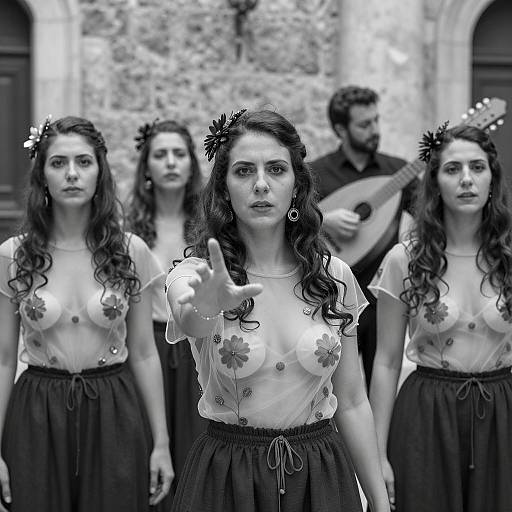 Elegant Black-and-White Portrait of Women