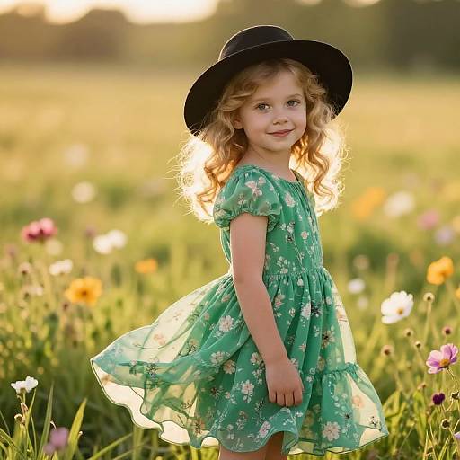 Innocent Girl in Sunlit Meadow
