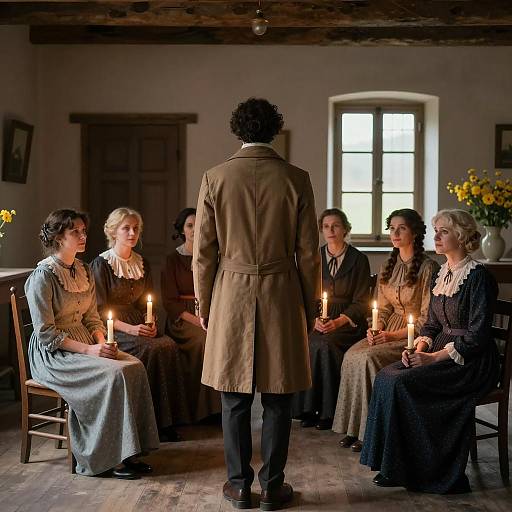 Gathering in a Rustic Candlelit Room