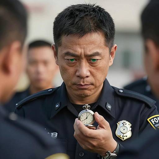 Focused Officer with Pocket Watch