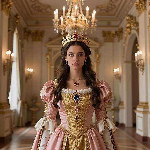 Young Woman in Regal Medieval Princess Costume