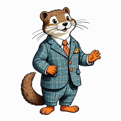 Anthropomorphic Otter in Tweed Suit Illustration
