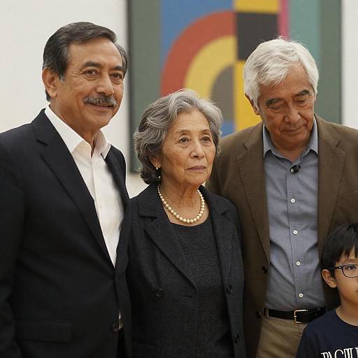 Family Portrait with Colorful Artwork Background