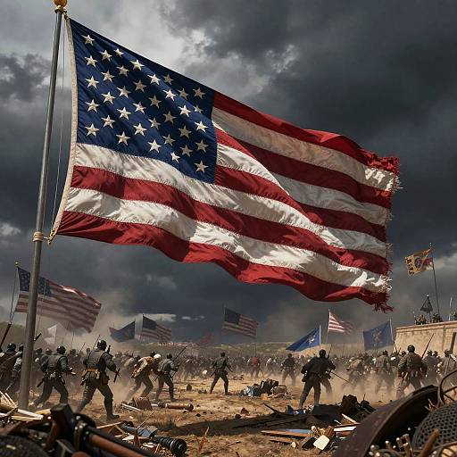 US Empire Flag Over Alternate Battlefield