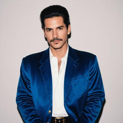 Man in Classic 80s Blue Velvet Blazer
