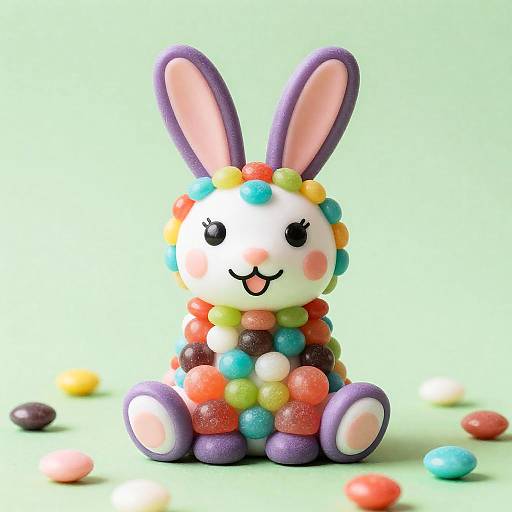 Colorful Candy Bunny Figurine