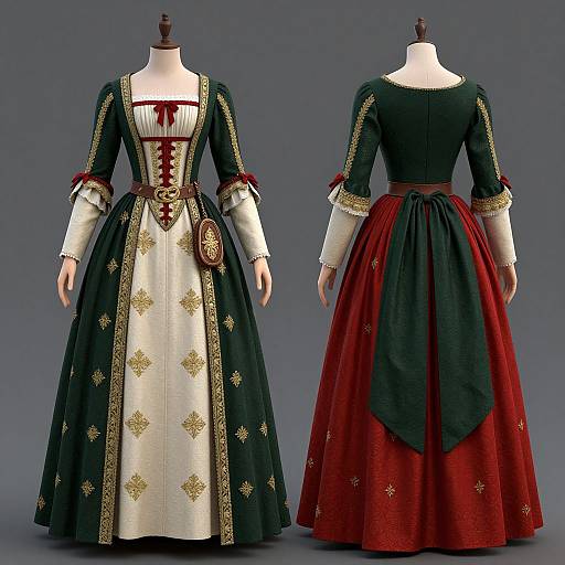 3D Rendered Georgian-Era Woman's Outfit