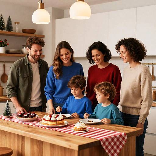 Warm Family Gathering in a Cozy Kitchen