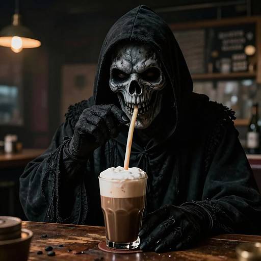 Grim Reaper Beer Bonging Coffee