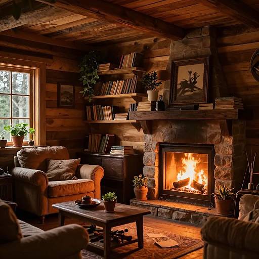 Cozy Rustic Wooden Cabin Interior