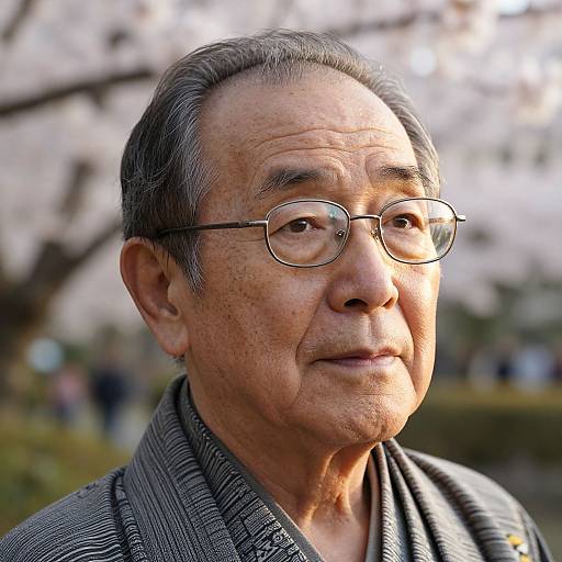 Elderly Japanese Man in Traditional Attire